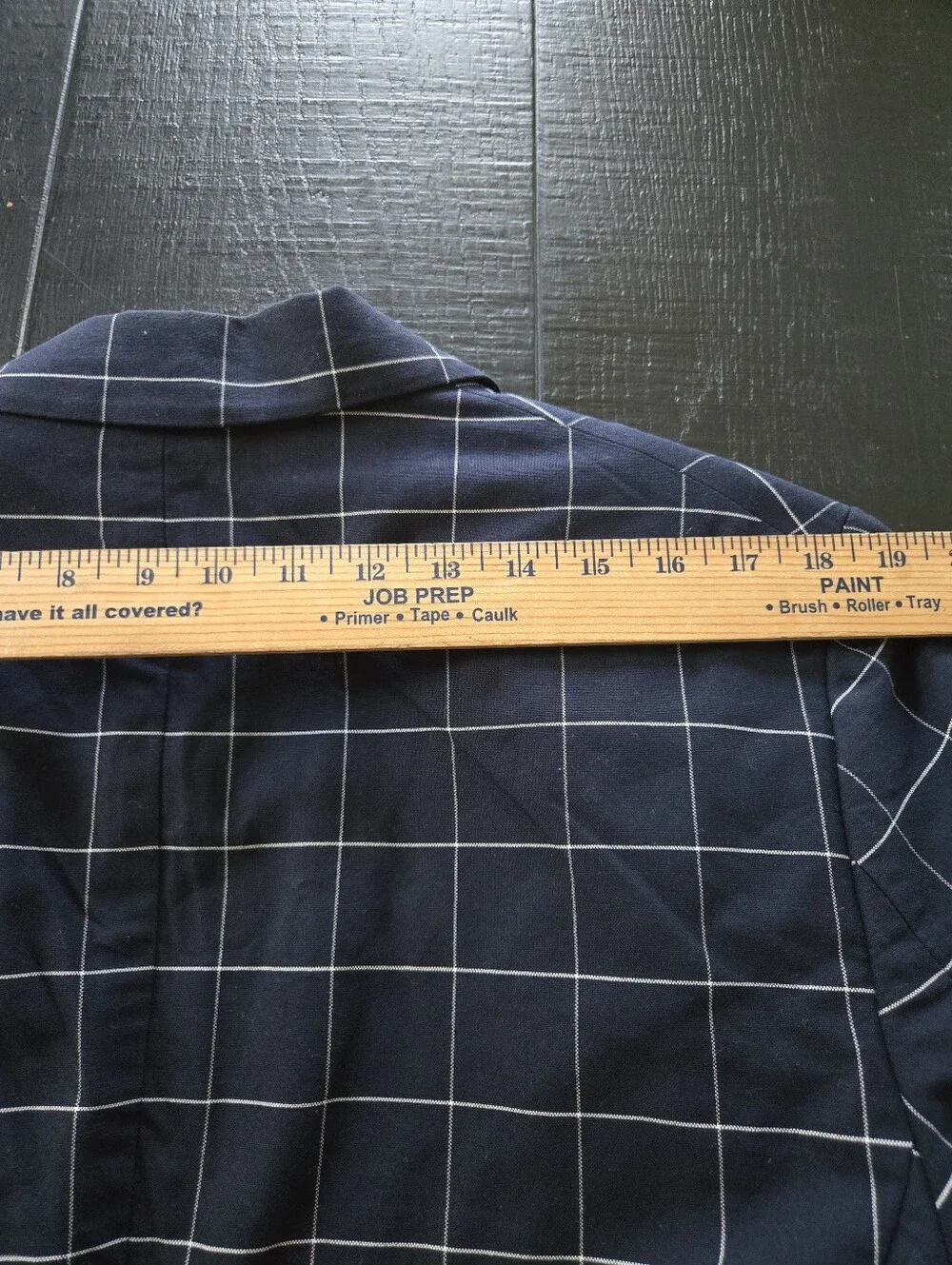 Zara Navy Windowpane Two-Button Blazer